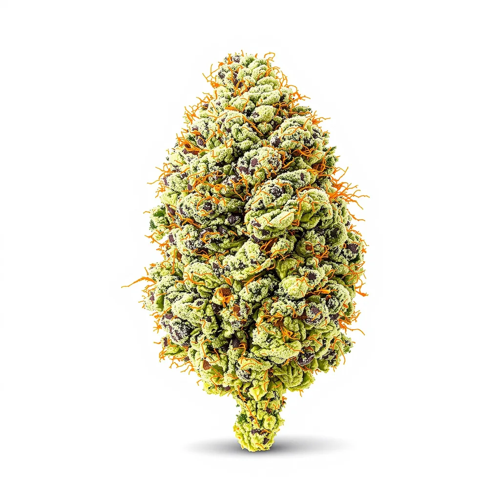 Lucid Blue 61% indica / 39% sativa flower with visible trichomes