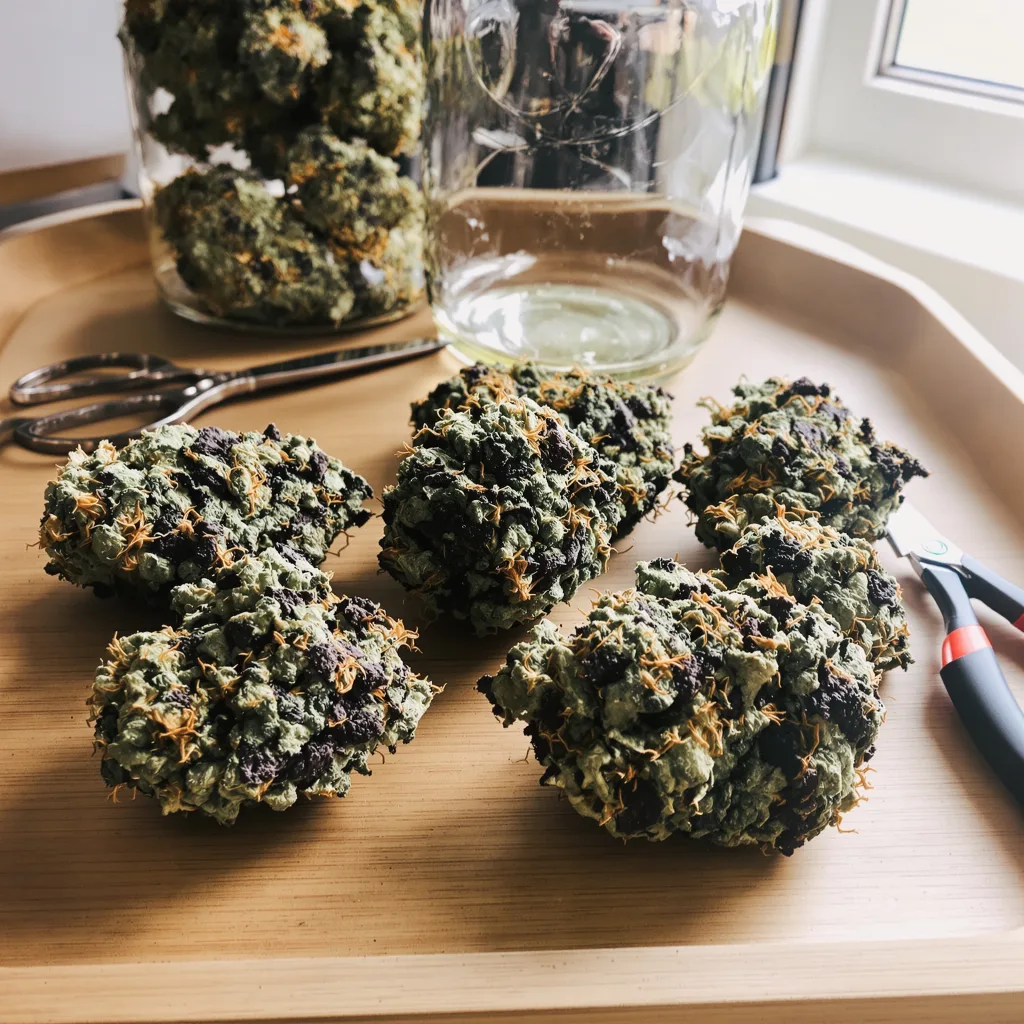 Lucky Dog 81% indica / 19% sativa flower with visible trichomes