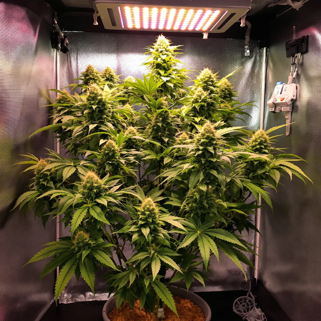 Lucky cannabis plant in flowering stage — 90-120 cm. Medium feminised