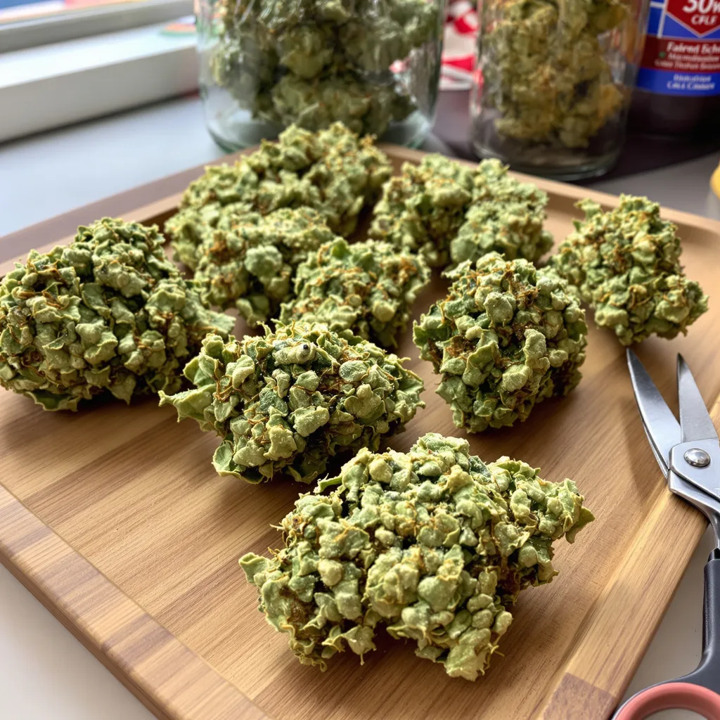 Mataro Blue CBD 54% indica / 46% sativa flower with visible trichomes