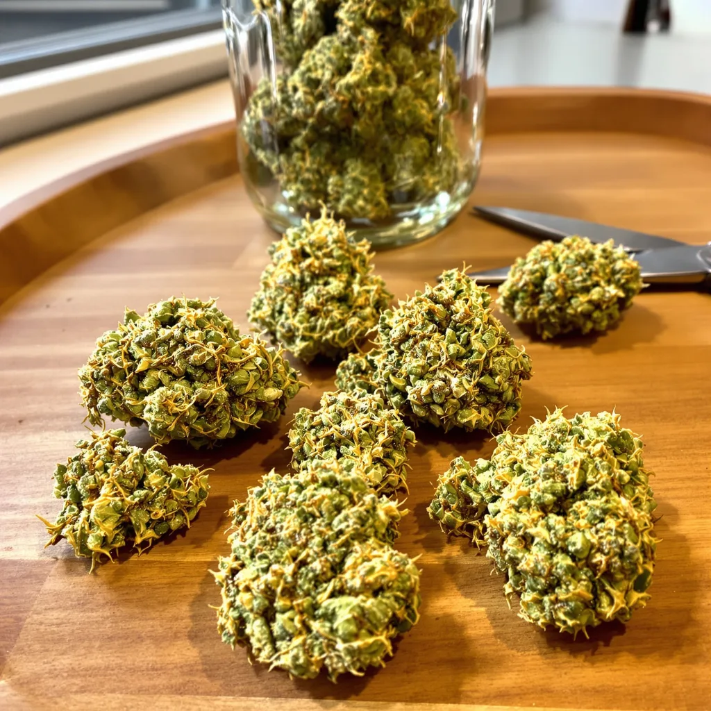 Maui Wowie 20% indica / 80% sativa flower with visible trichomes