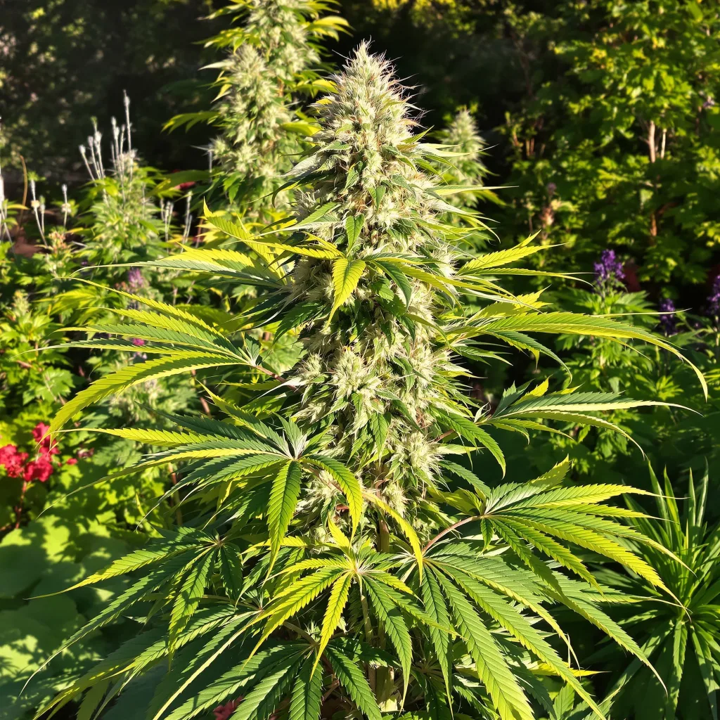 Mendo Breath 60% indica / 30% sativa flower with visible trichomes