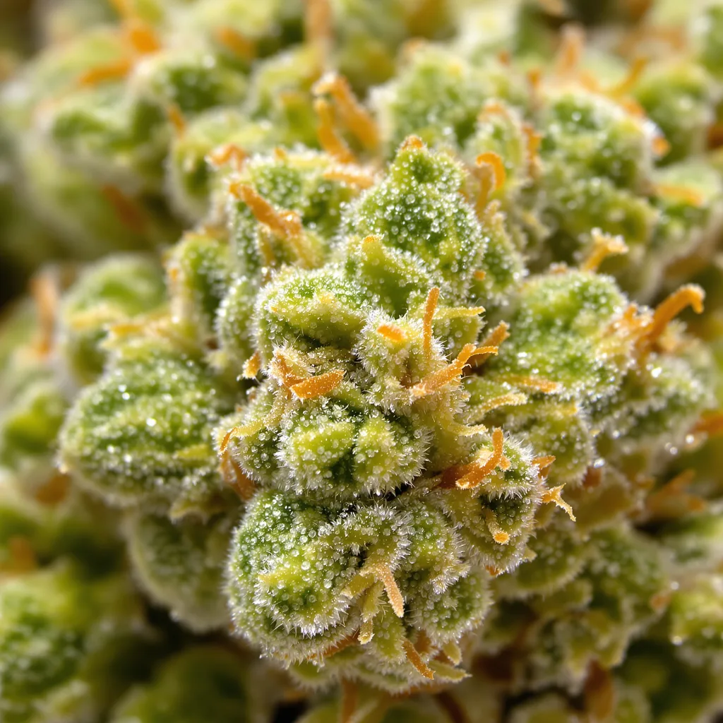 Mexican Haze cannabis bud close-up showing lime-green airy structure