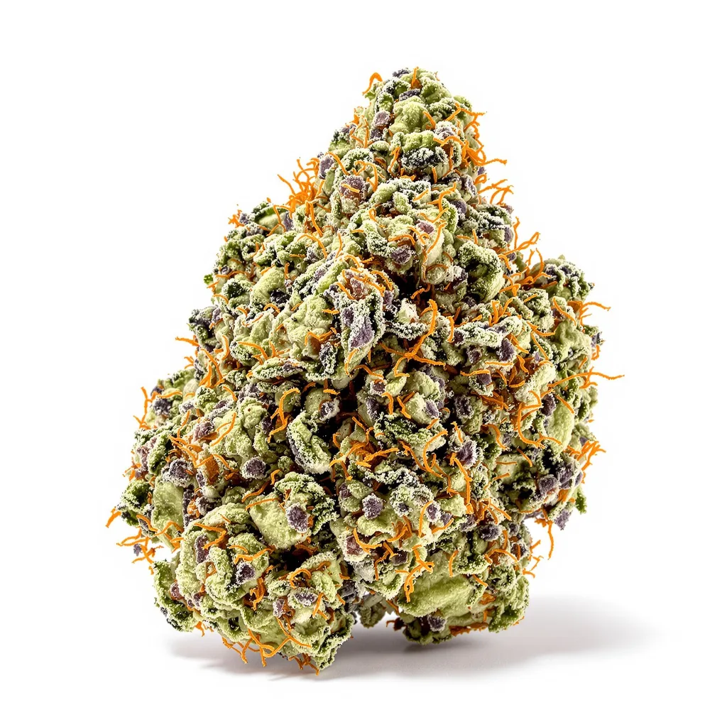 Midnight 40% indica / 50% sativa flower with visible trichomes