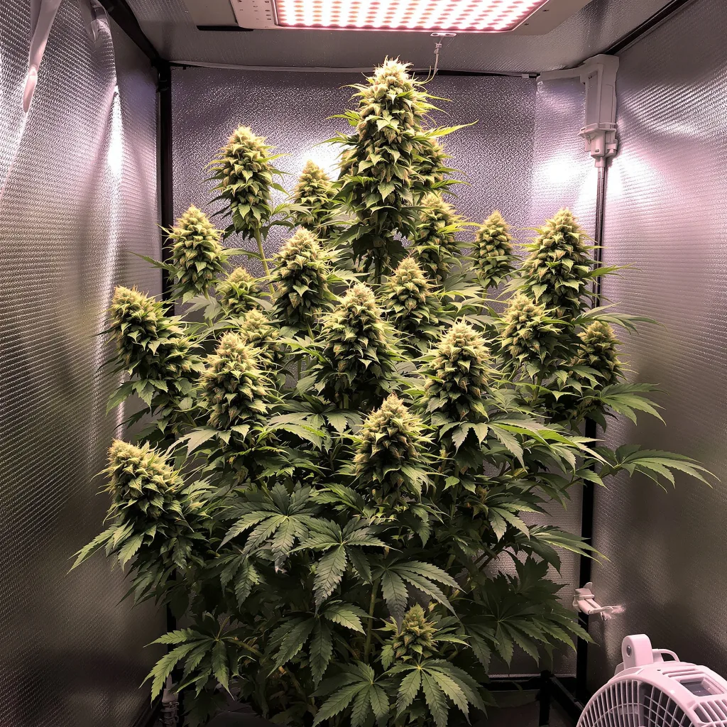 Mint Chocolate Chip cannabis plant in flowering stage — 90-120 cm. Medium autoflower