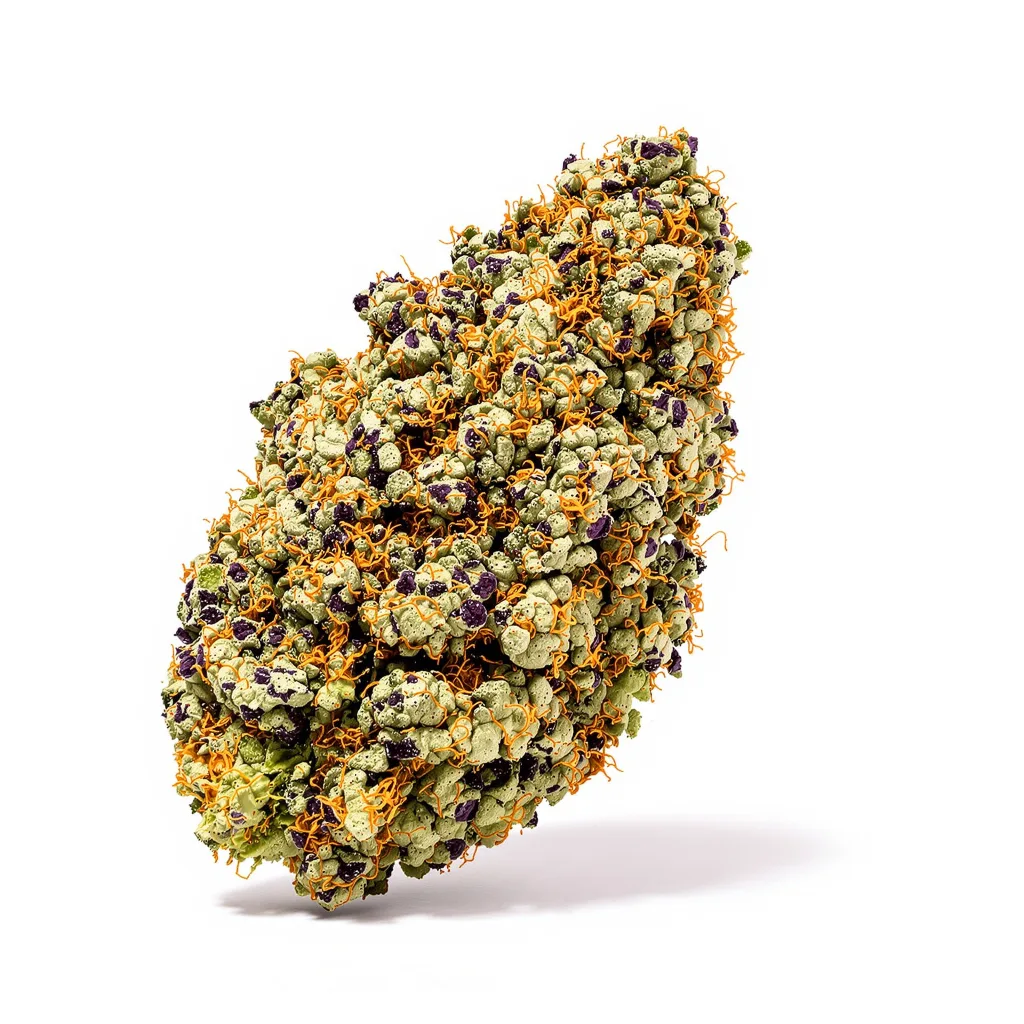 Nightcap 67% indica / 33% sativa flower with visible trichomes