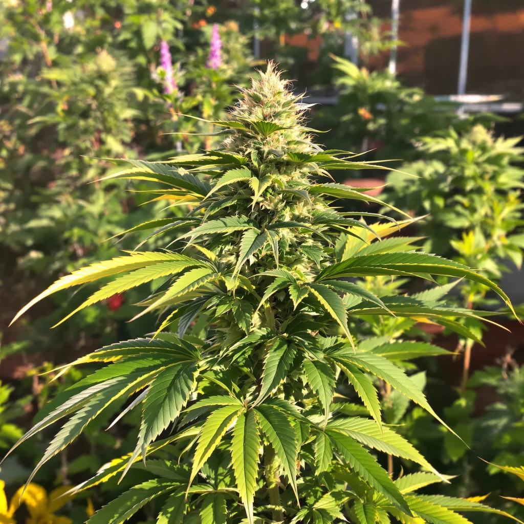 North American 78% indica / 22% sativa flower with visible trichomes