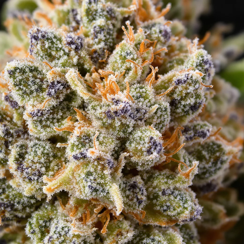 Northern Cream cannabis bud close-up showing dense forest-green nugs