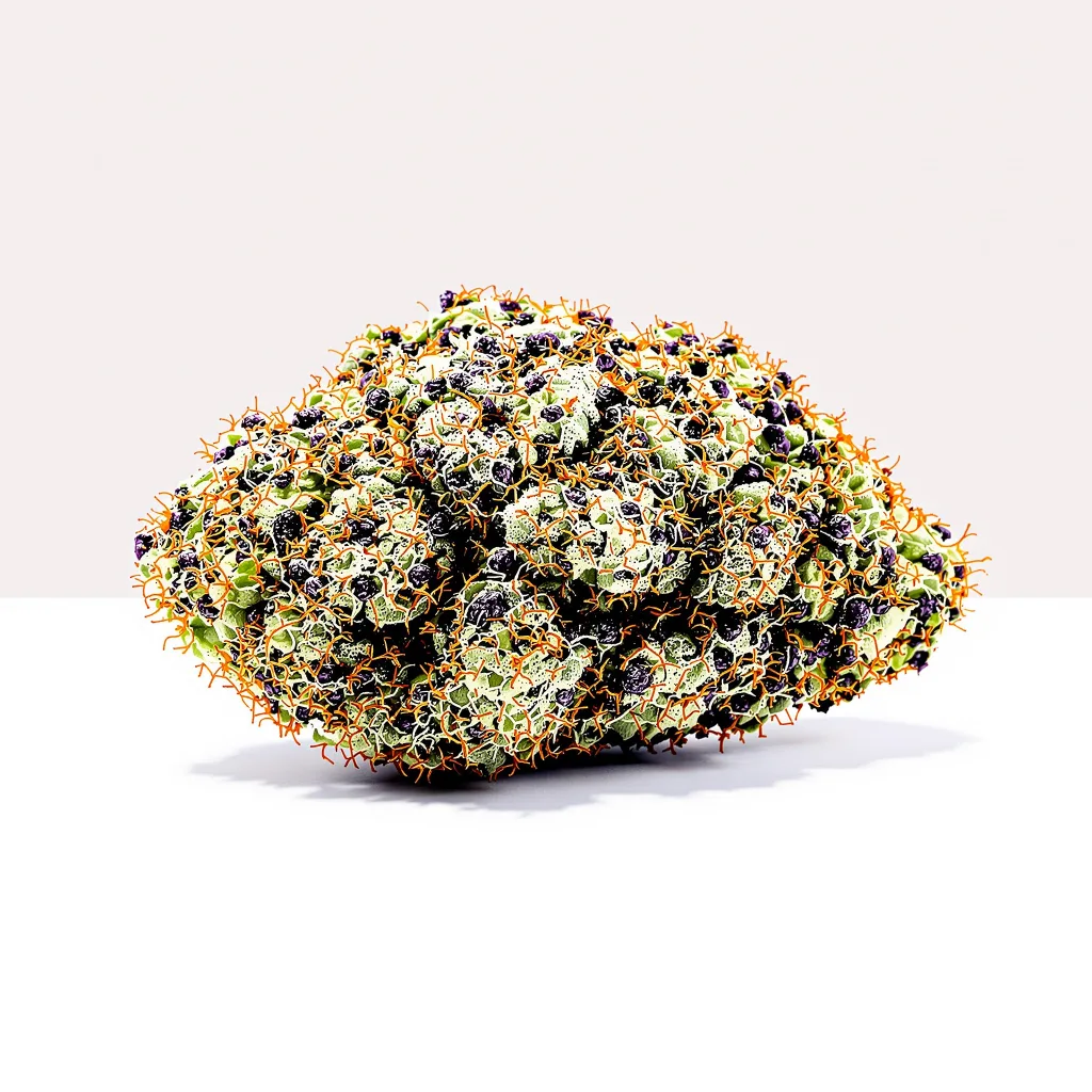 Obama Kush 74% indica / 26% sativa flower with visible trichomes