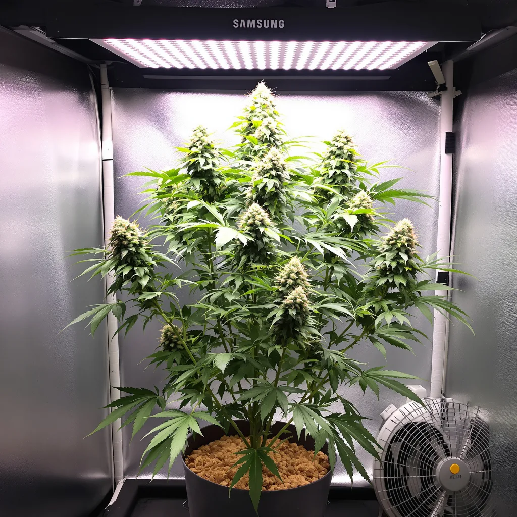Ogre cannabis plant in flowering stage — 90-120 cm. Medium feminised