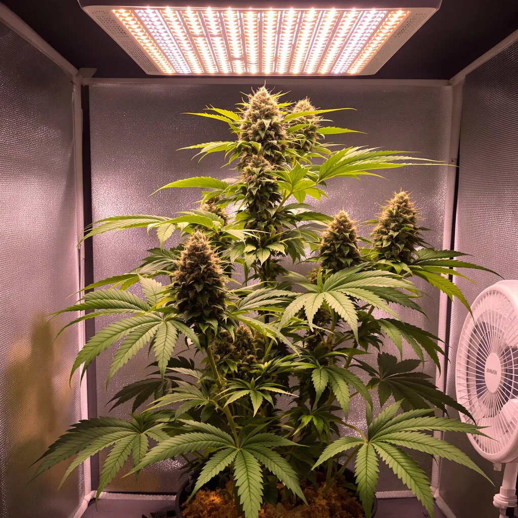 Old School OG cannabis plant in flowering stage — 90-120 cm. Medium feminised