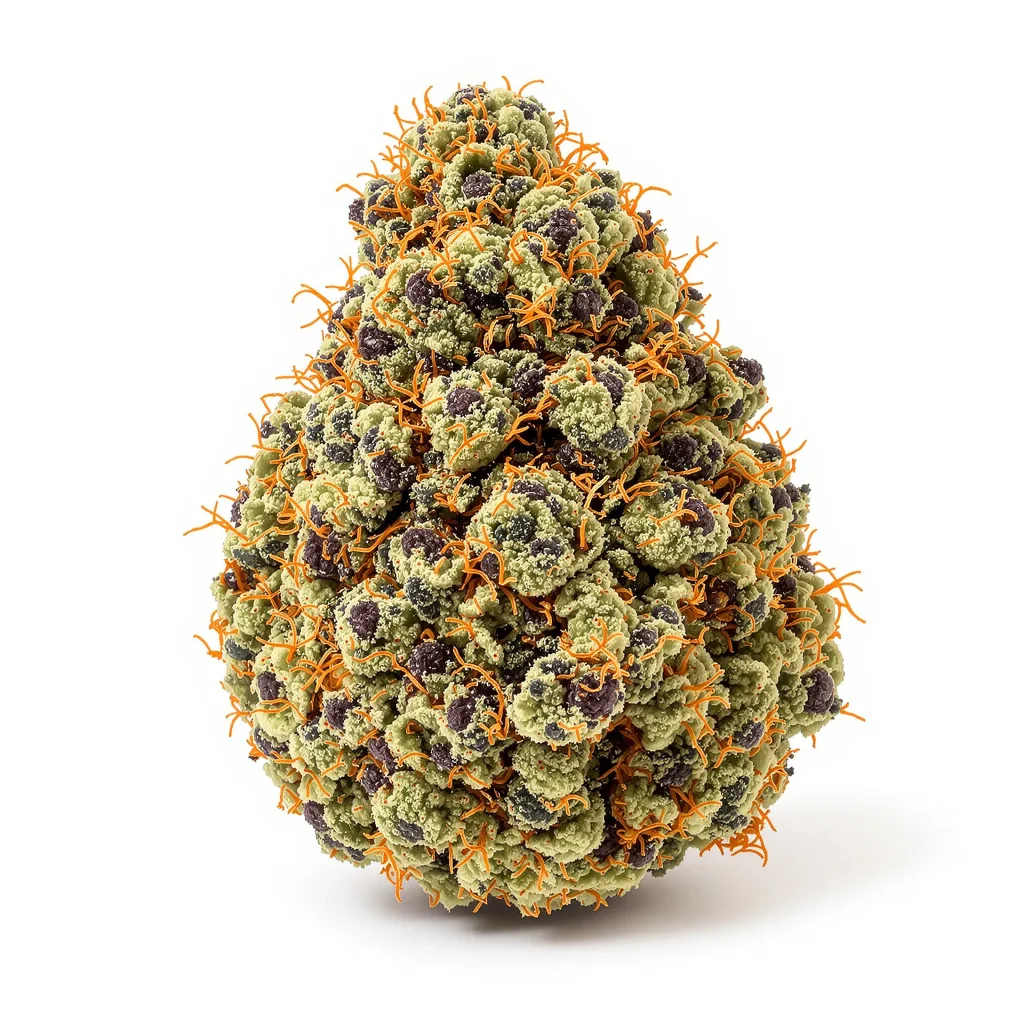 Peyote Cookies 70% indica / 30% sativa flower with visible trichomes