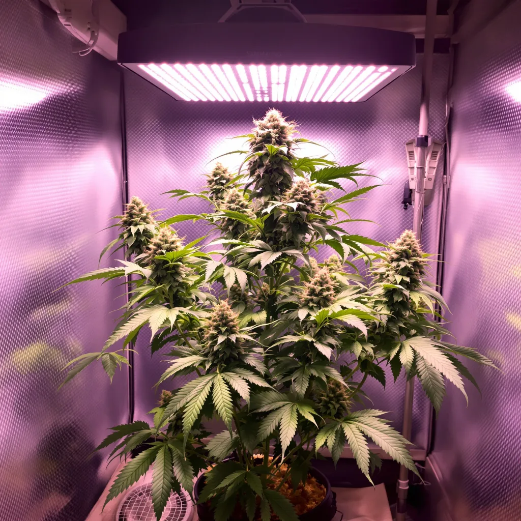 Pink Champagne cannabis plant in flowering stage — Small (0-120 cm) feminised