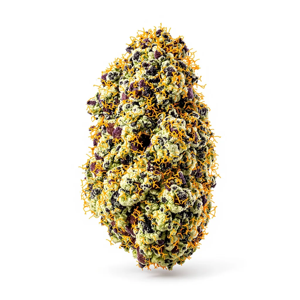 Popcorn Kush 67% indica / 33% sativa flower with visible trichomes