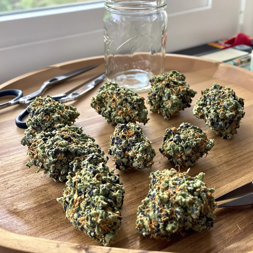 Pot of Gold 90% indica / 10% sativa flower with visible trichomes