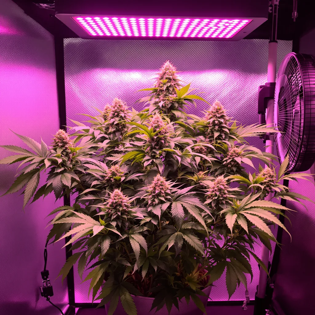 Purple Arrow cannabis plant in flowering stage — 70–110 cm autoflower