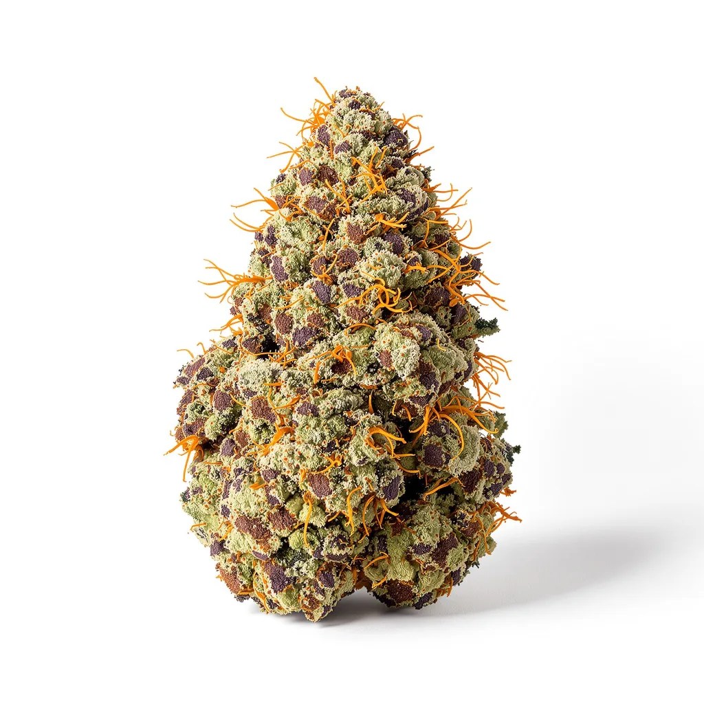 Purple Arrow 79% indica / 21% sativa flower with visible trichomes