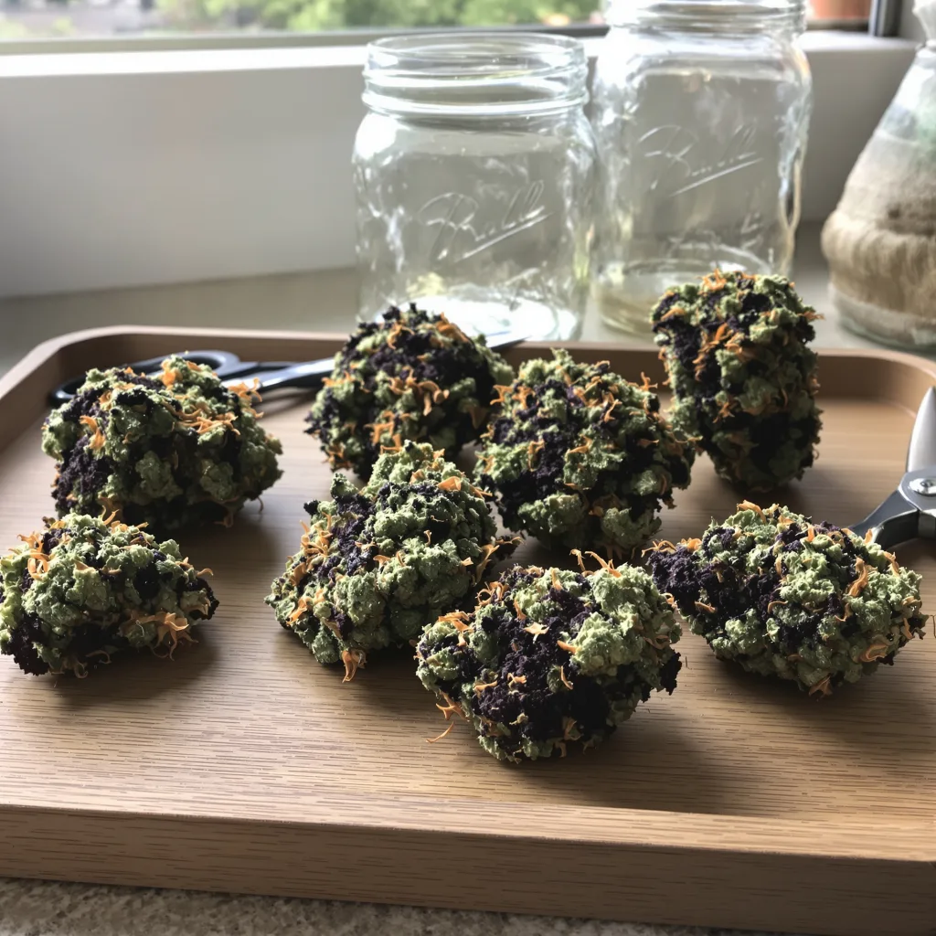 Purple Chemdawg 71% indica / 29% sativa flower with visible trichomes
