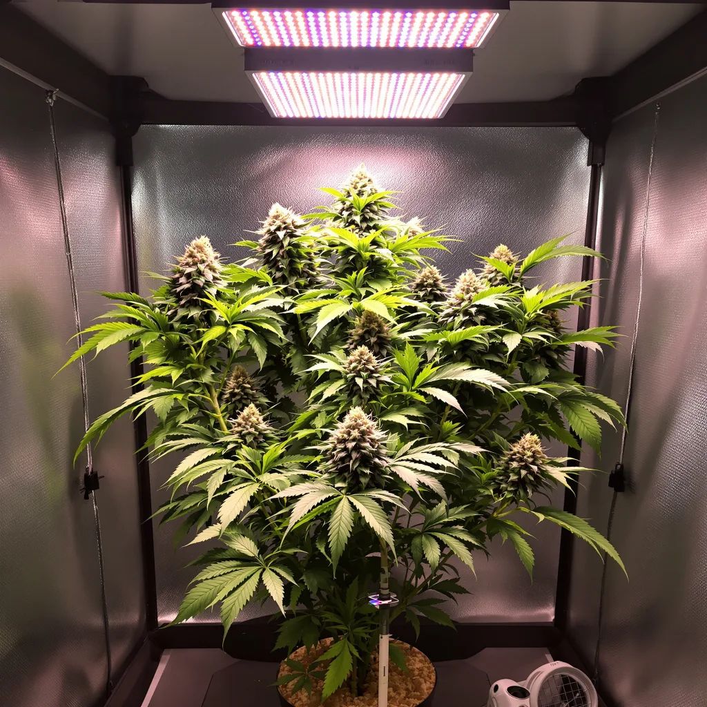 Purple Chemdawg cannabis plant in flowering stage — 70–110 cm autoflower