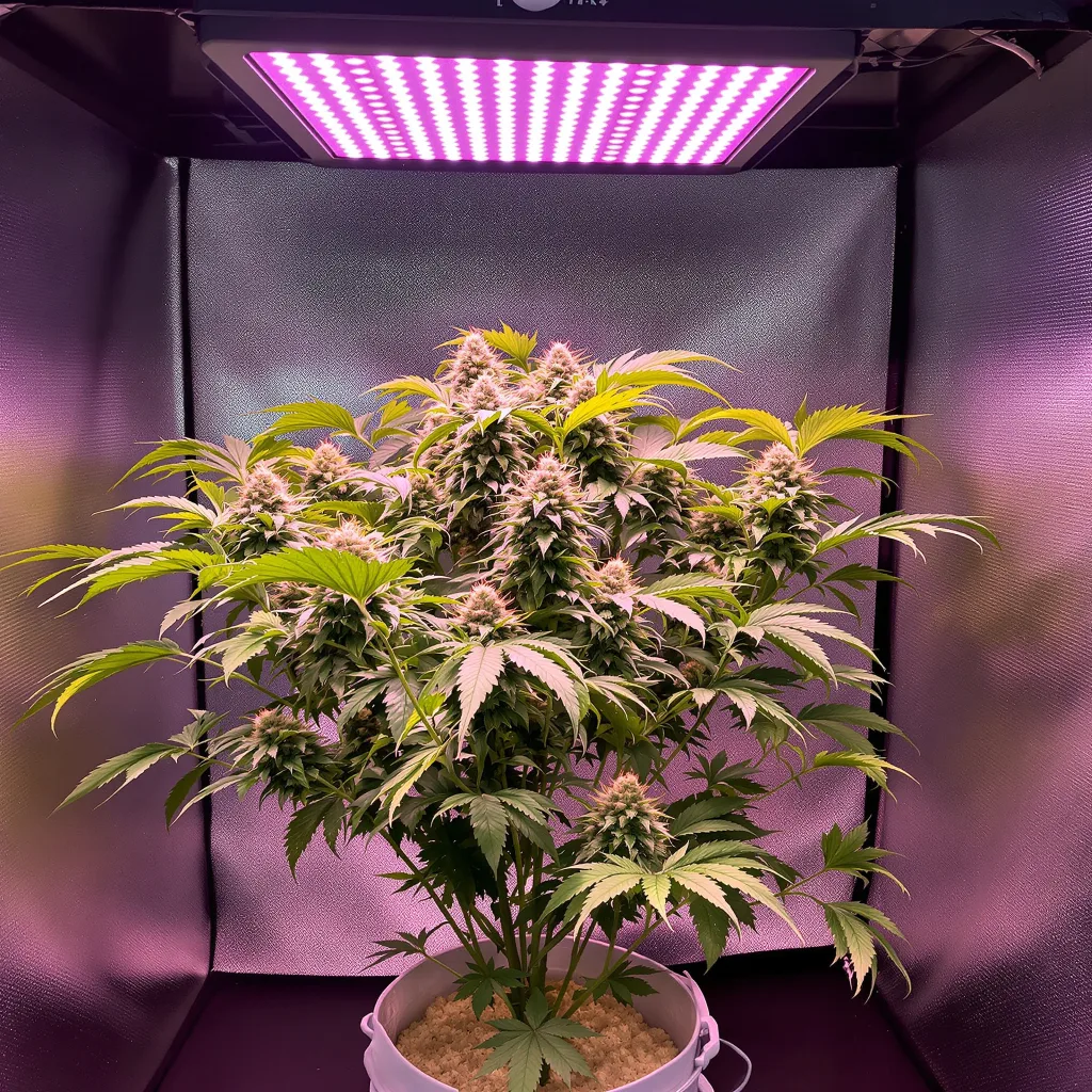 Purple Dragon cannabis plant in flowering stage — Short feminised