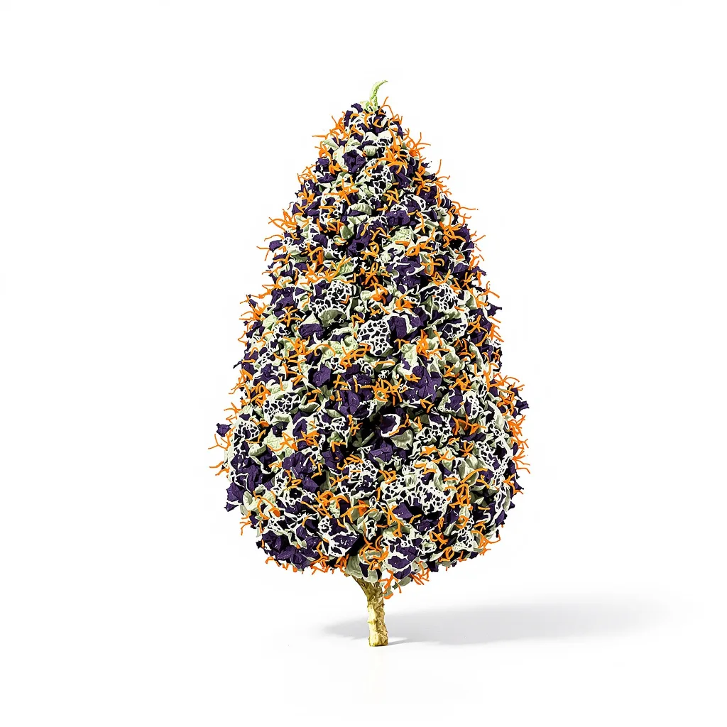 Purple Dragon 66% indica / 34% sativa flower with visible trichomes