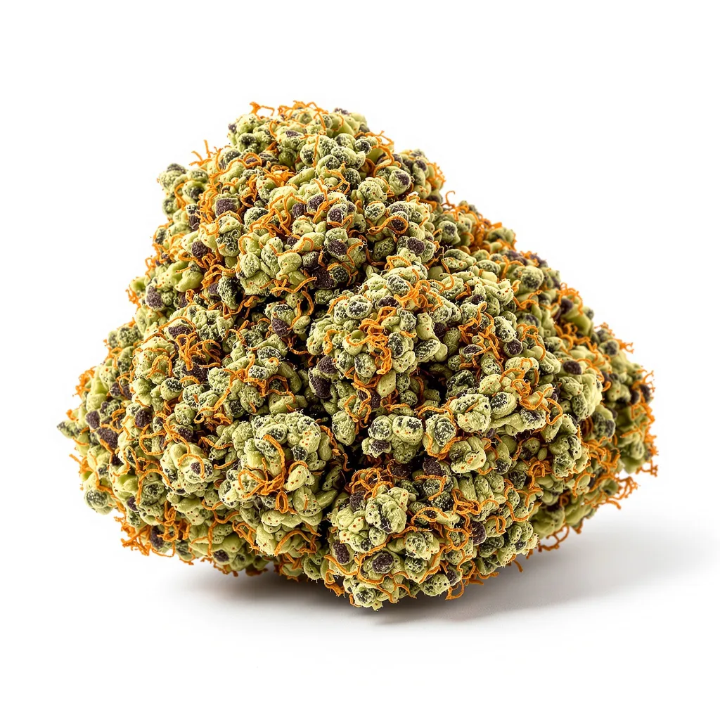 Purple Hindu Kush 100% indica / 50% sativa flower with visible trichomes
