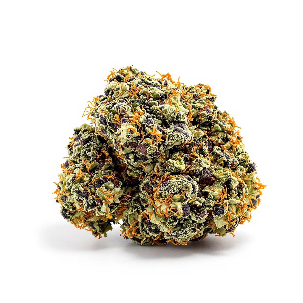Purple Kush 81% indica / 19% sativa flower with visible trichomes