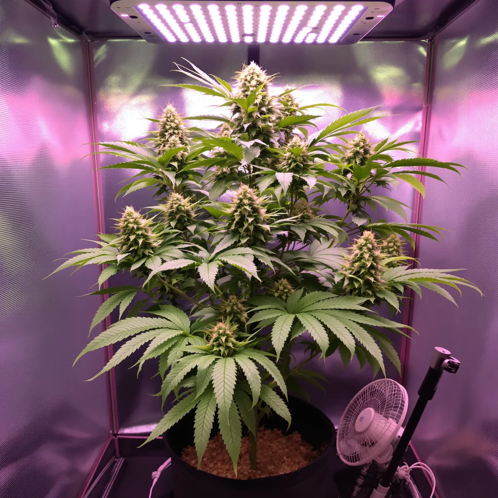 Purple Martian Kush cannabis plant in flowering stage — 90-120 cm. Medium autoflower
