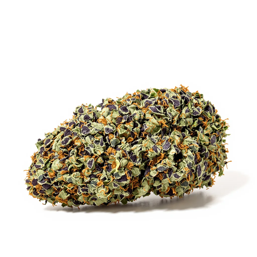 Purple Passion 89% indica / 11% sativa flower with visible trichomes
