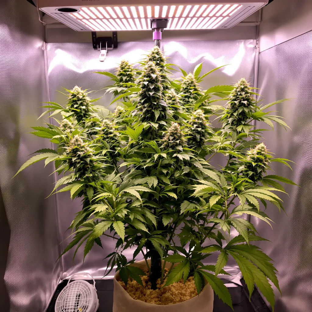 Purple Sage cannabis plant in flowering stage — 130–220 cm feminised