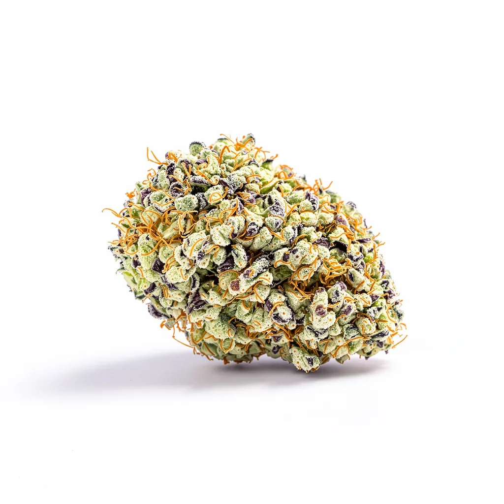 Raspberry Cough 25% indica / 65% sativa flower with visible trichomes