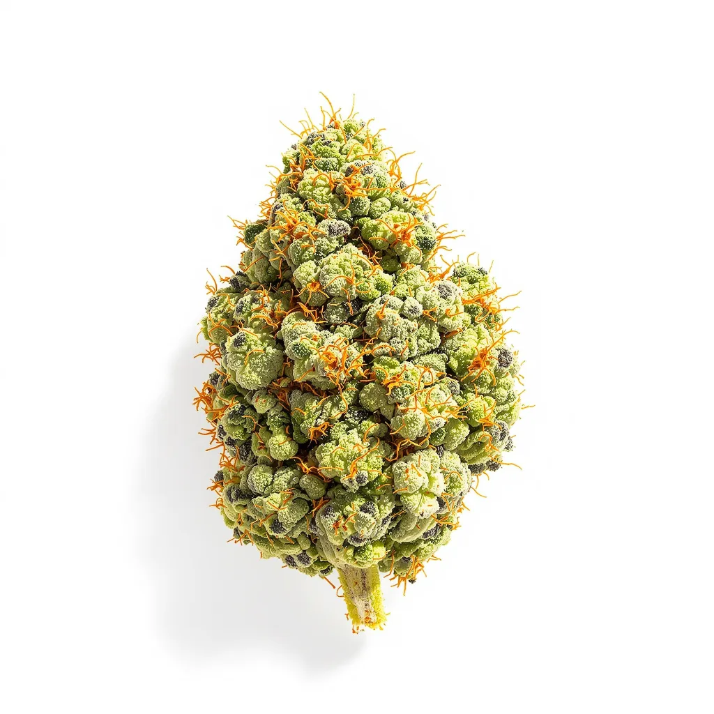 Red Congolese 10% indica / 90% sativa flower with visible trichomes
