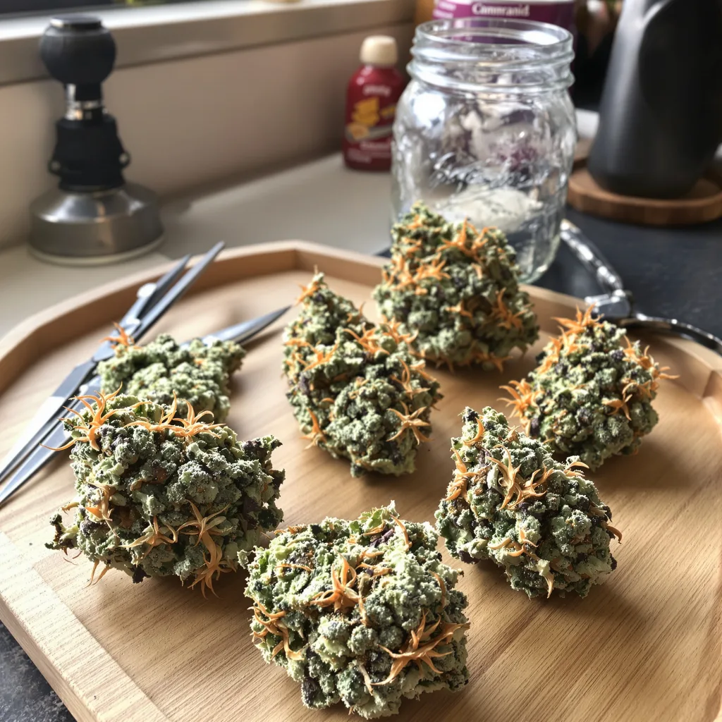 Santa Maria 40% indica / 60% sativa flower with visible trichomes
