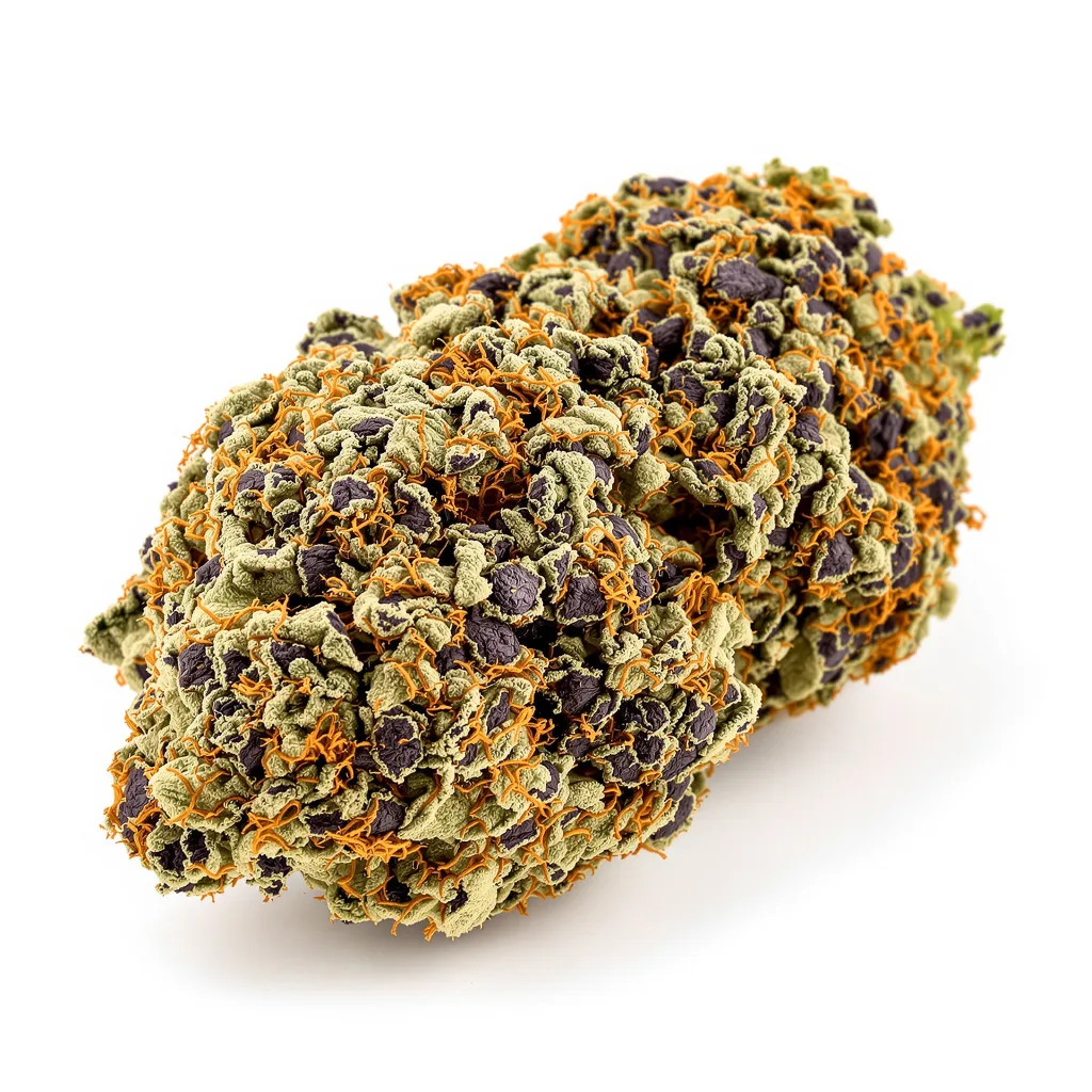 Space Dawg 89% indica / 11% sativa flower with visible trichomes
