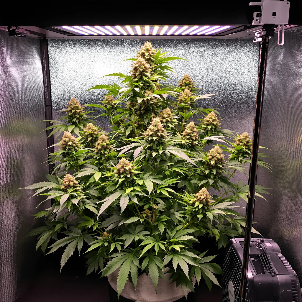 Stephen Hawking Kush CBD cannabis plant in flowering stage — Short feminised