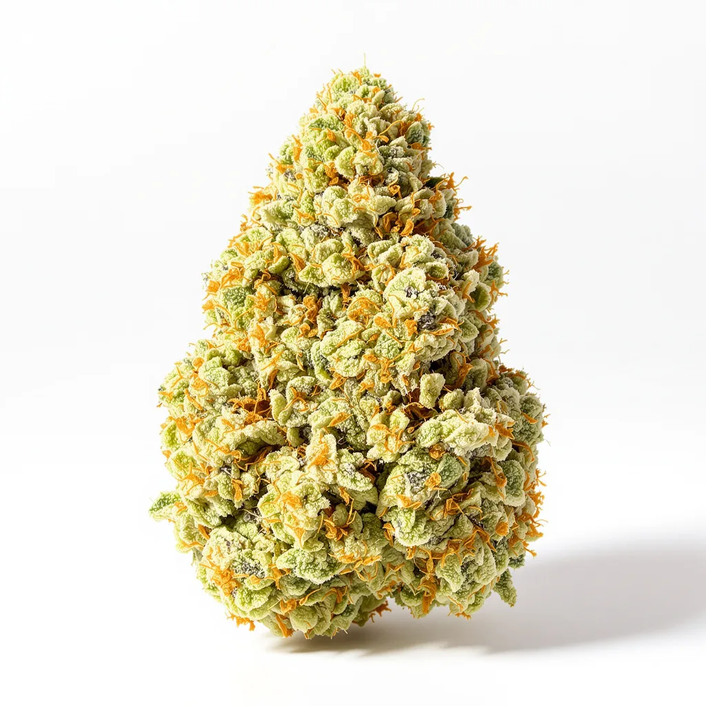 Stephen Hawking Kush CBD 49% indica / 51% sativa flower with visible trichomes