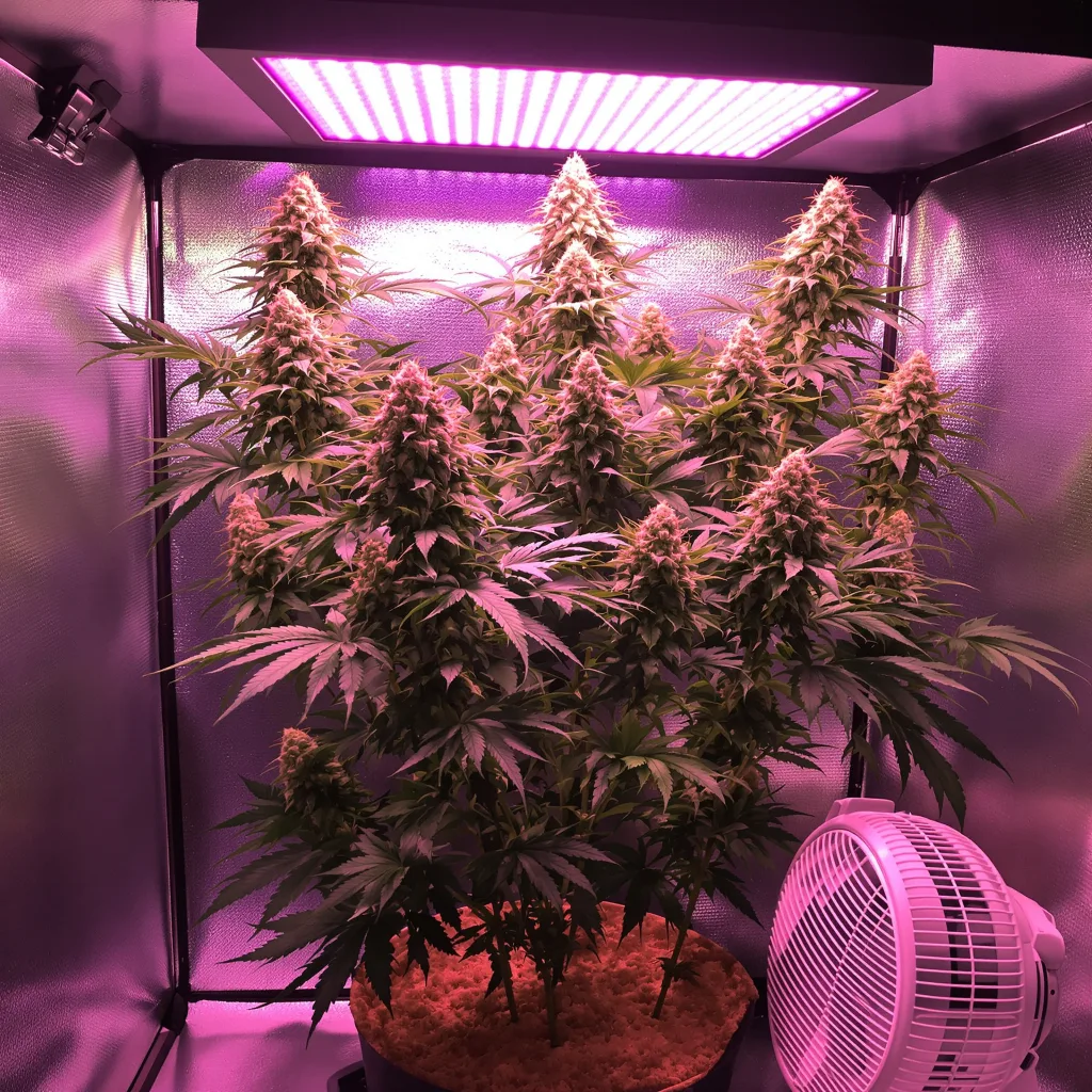 Strawberry Gary cannabis plant in flowering stage — Small (0-120 cm) feminised