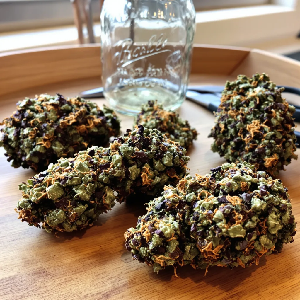 Strawberry Kush 78% indica / 22% sativa flower with visible trichomes