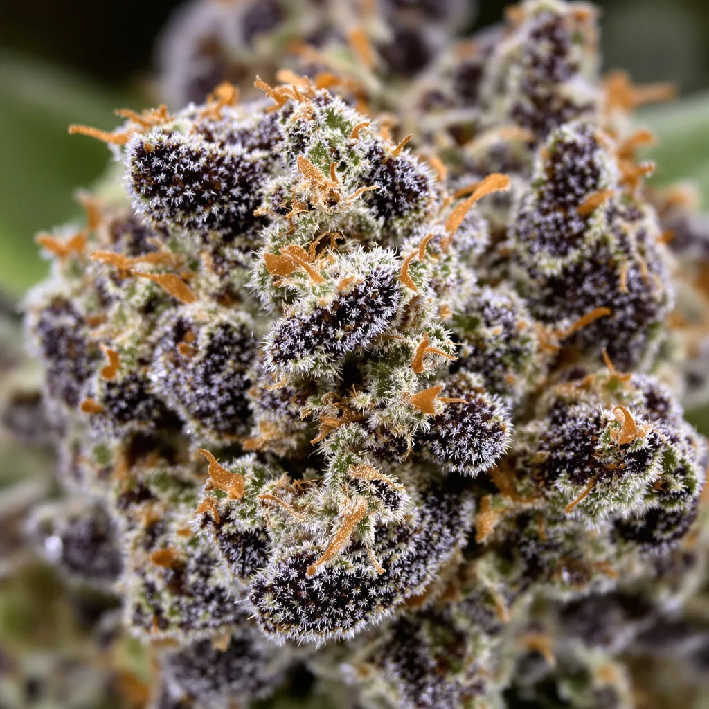 Supergirl cannabis bud close-up showing dense purple-tinged calyxes