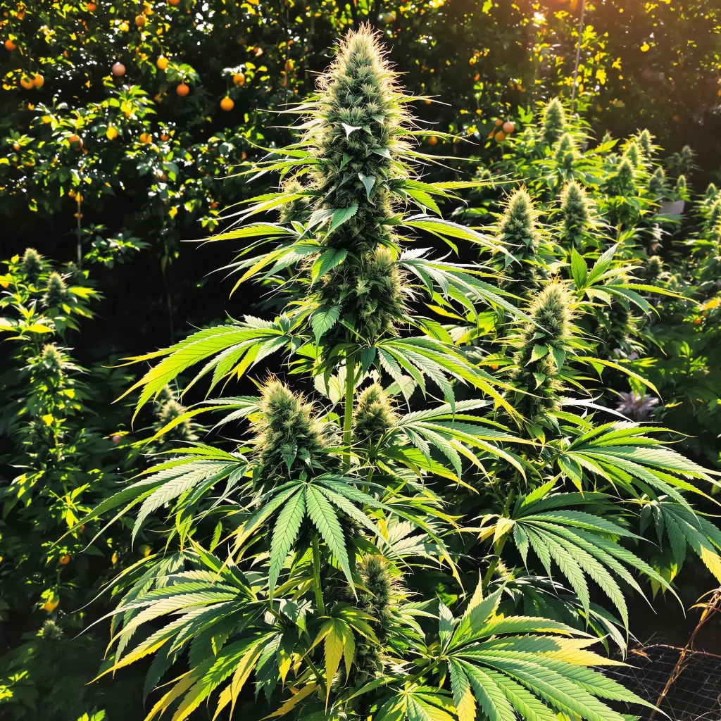 Sweet Island 19% indica / 81% sativa flower with visible trichomes