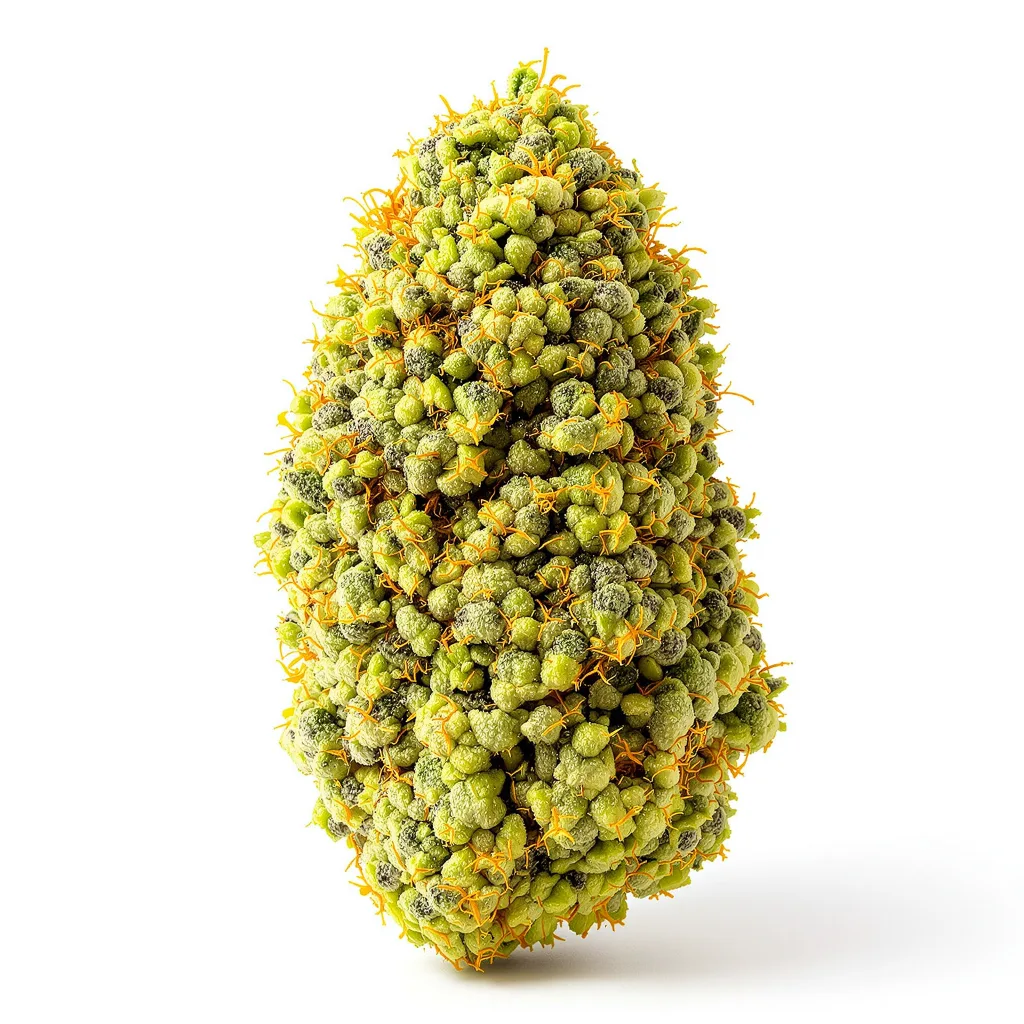 Tangie 18% indica / 82% sativa flower with visible trichomes