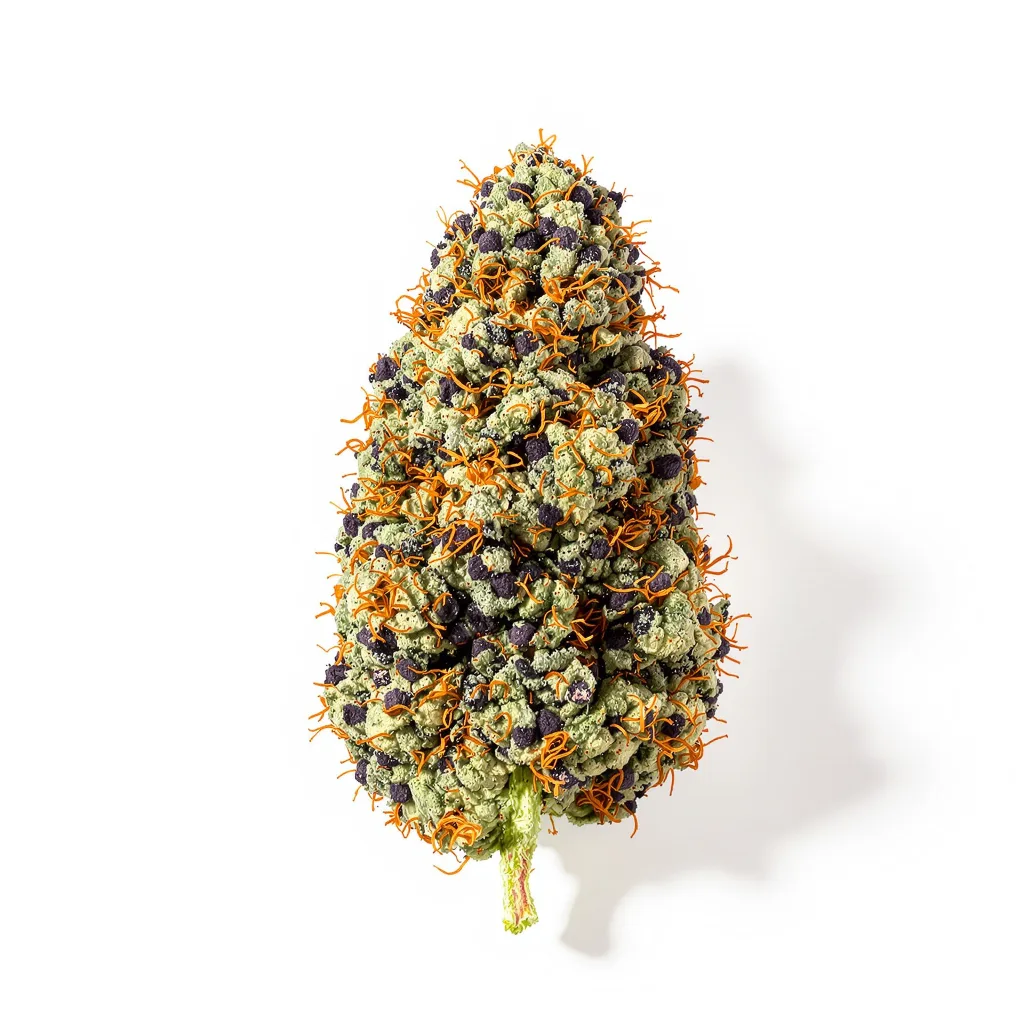 Tigermelon 77% indica / 23% sativa flower with visible trichomes