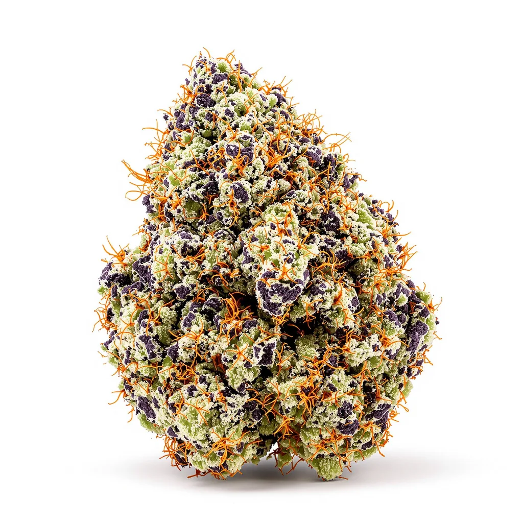 Tigermelon 77% indica / 23% sativa flower with visible trichomes