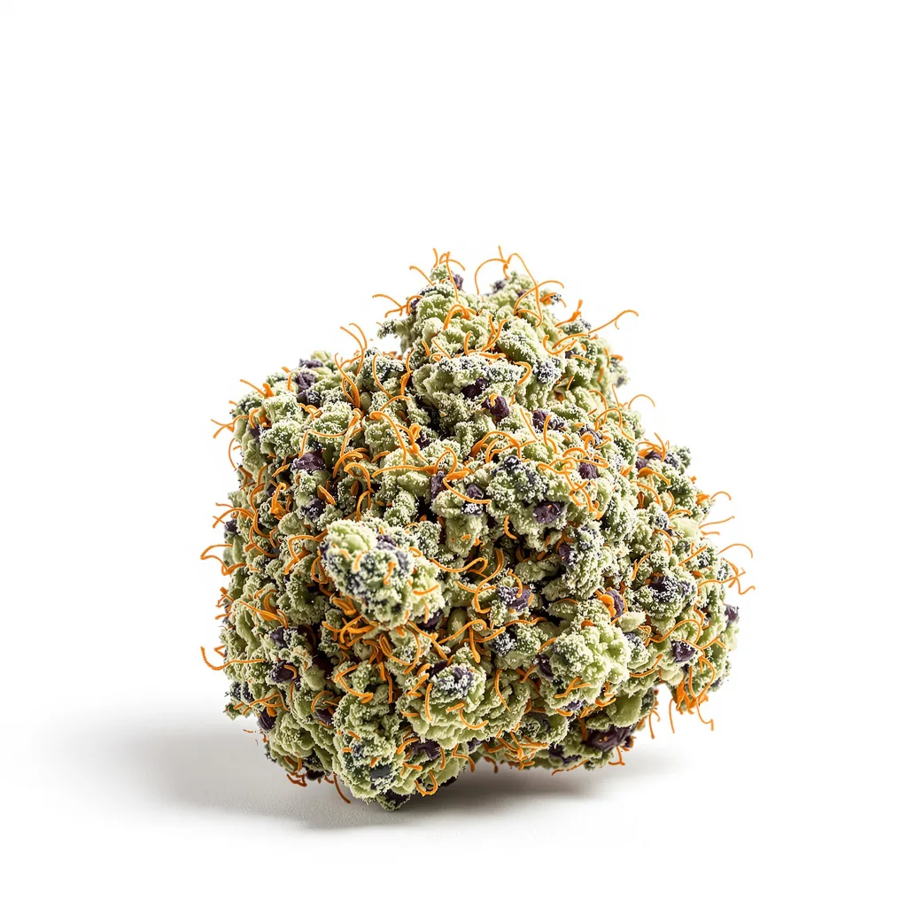 Treasure Island 40% indica / 60% sativa flower with visible trichomes
