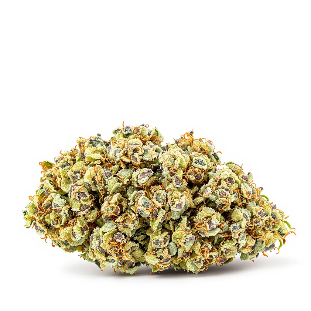 Valley Ghash 42% indica / 58% sativa flower with visible trichomes