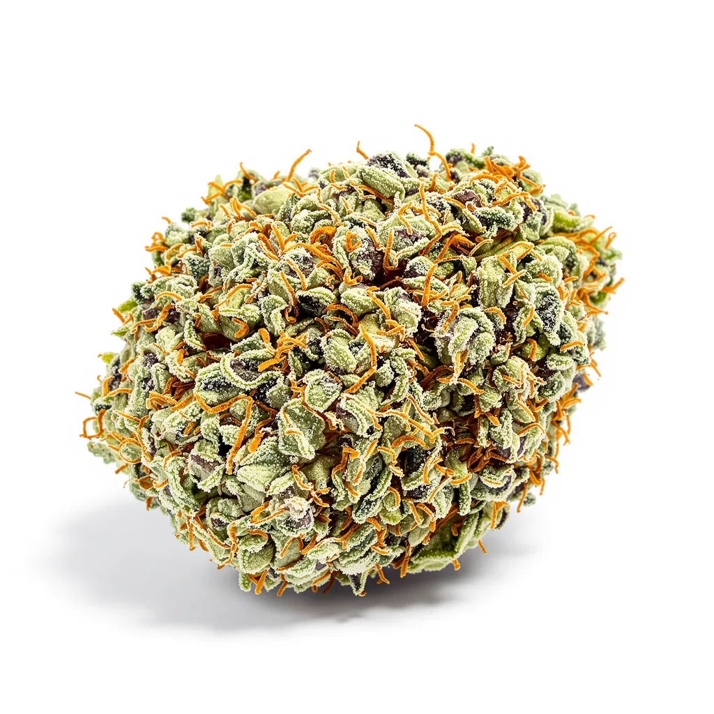 White Lightning 50% indica / 40% sativa flower with visible trichomes