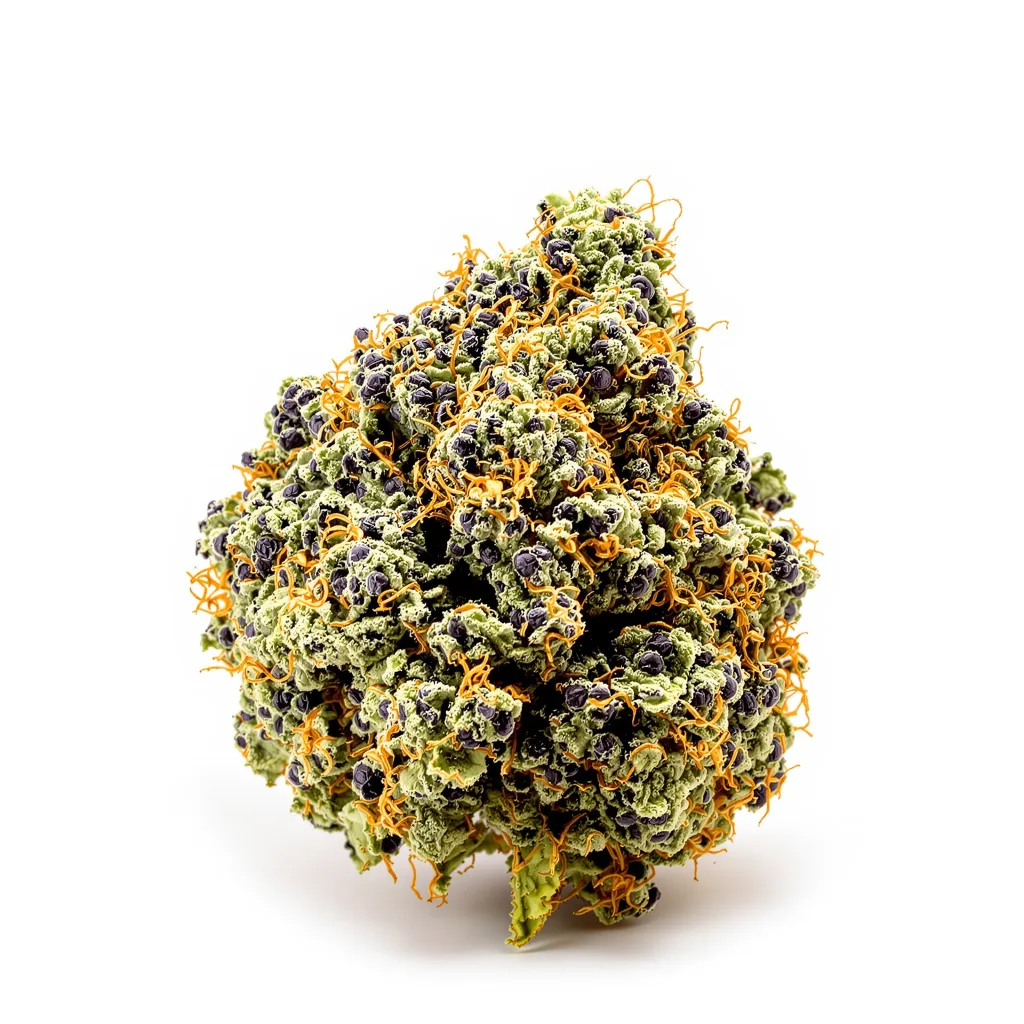White Runtz 70% indica / 30% sativa flower with visible trichomes