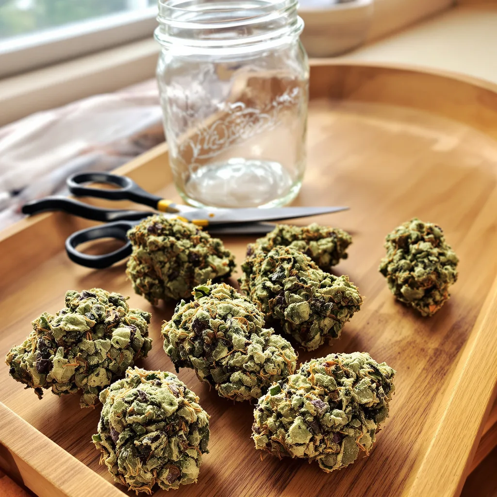 Wonder Woman 51% indica / 49% sativa flower with visible trichomes