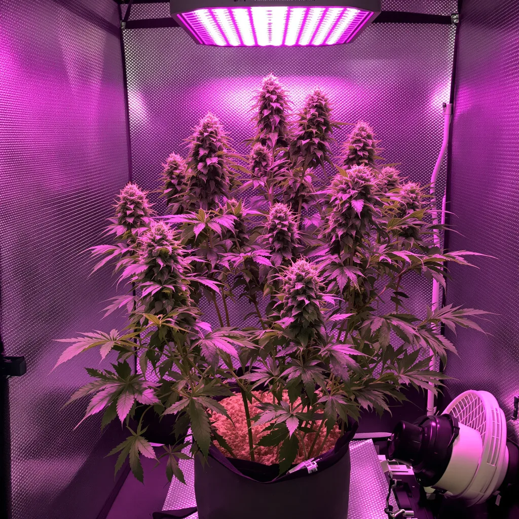 Woody Kush cannabis plant in flowering stage — 90-120 cm. Medium feminised