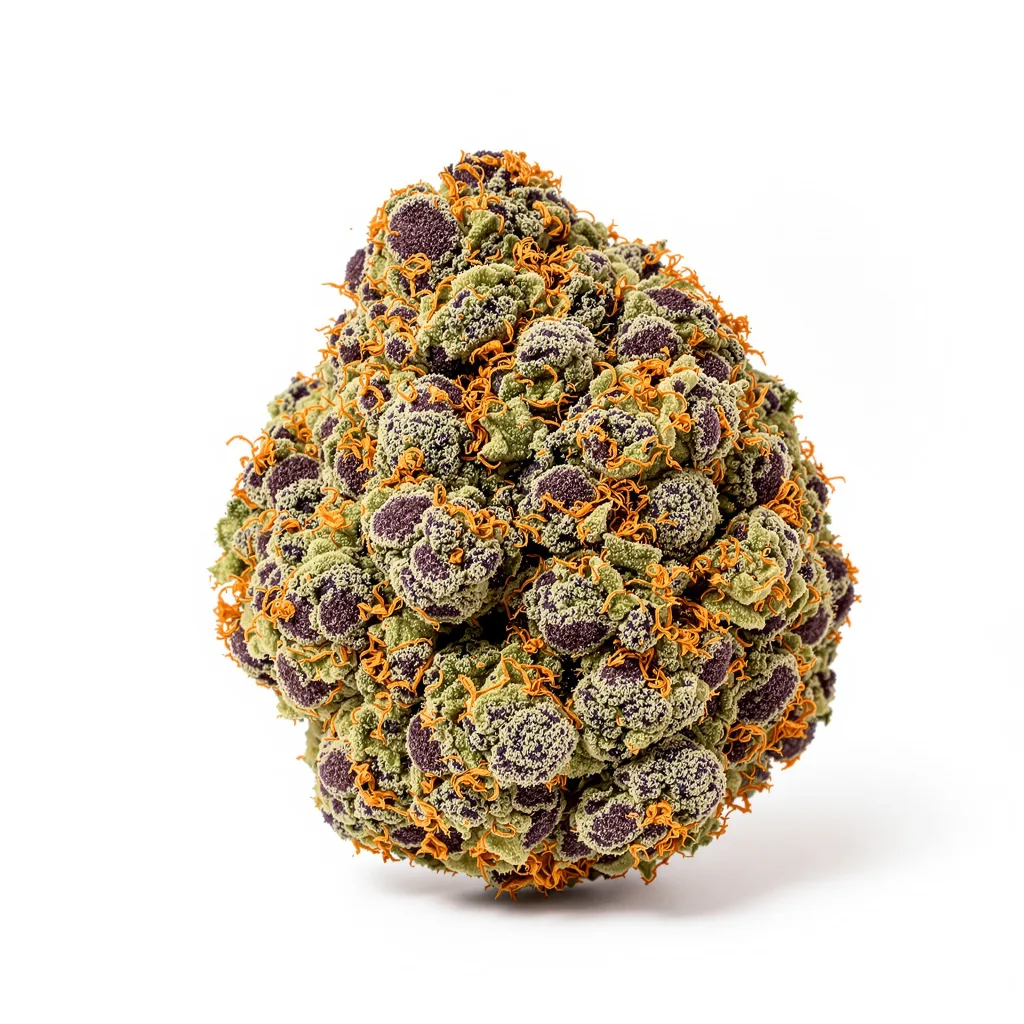 Yoda’s Brain 81% indica / 19% sativa flower with visible trichomes